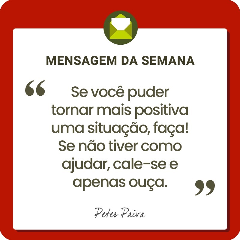 Mensagem da Semana - "Todos temos o mesmo potencial, nos resta entender essa miss&atilde;o e ser cada vez mais luz nessa vida!"